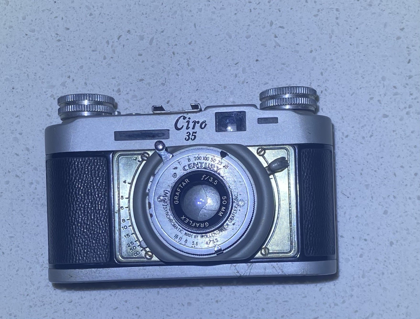 Ciro 35, 50mm Film Camera and Original Leather Case, Made In USA