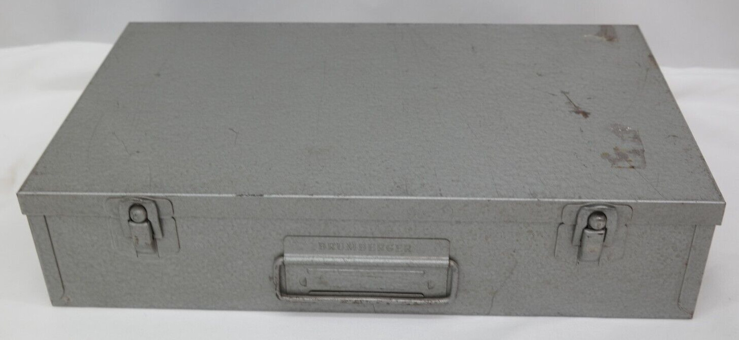 Vintage Brumberger Metal 35mm Photo Slides Storage Case 13″ x 7.5″ TF