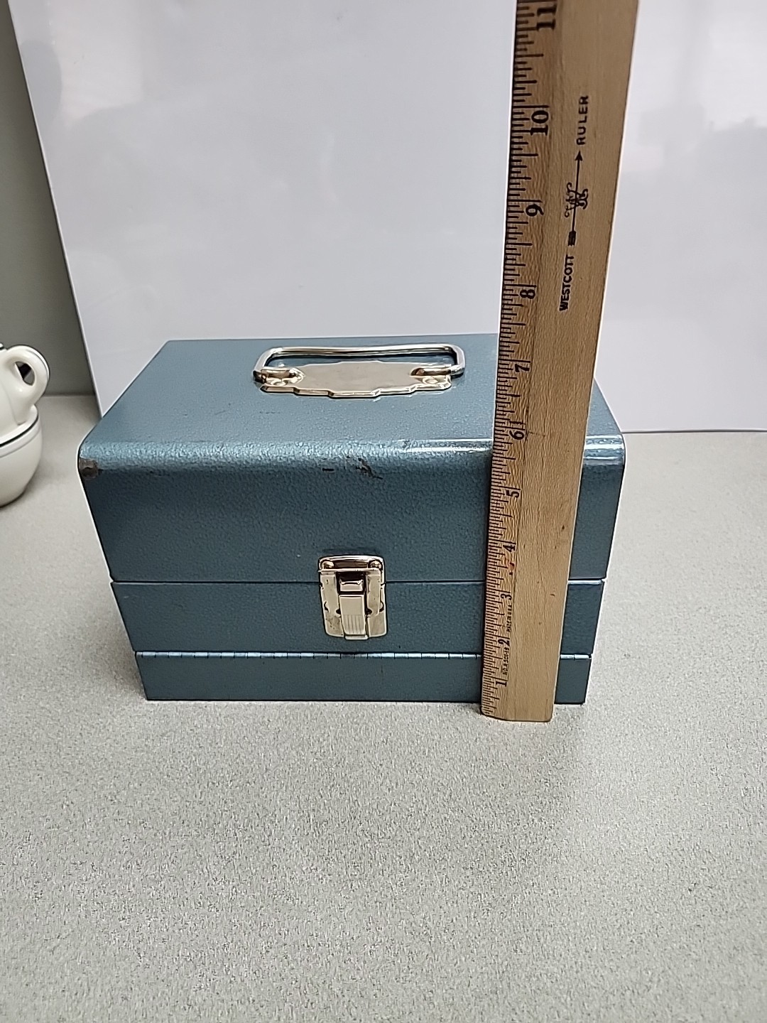 Metal Blue 8mm Movie Reel Chest Box 12 Slot Film Storage Case