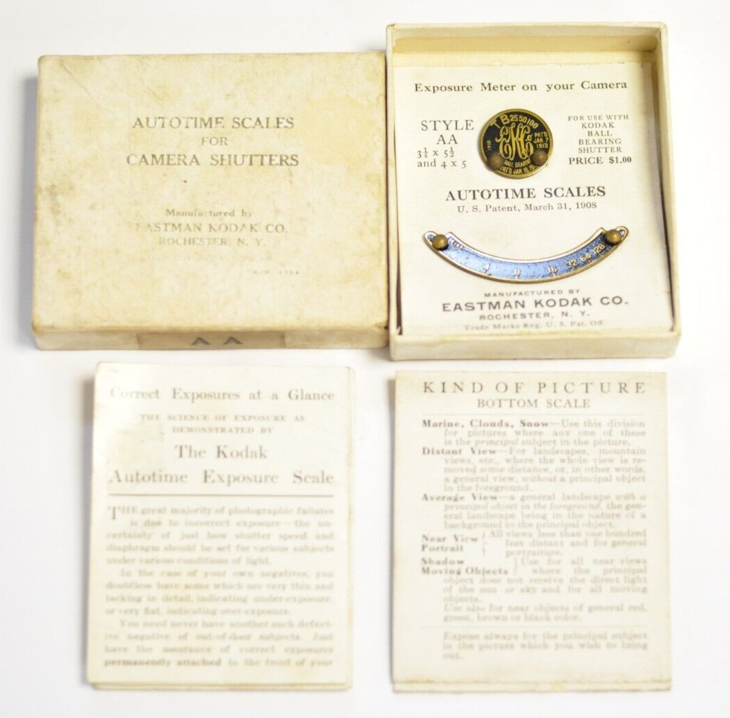 Kodak Autotime Scales for early Kodak ball bearing camera shutters. Type AA.