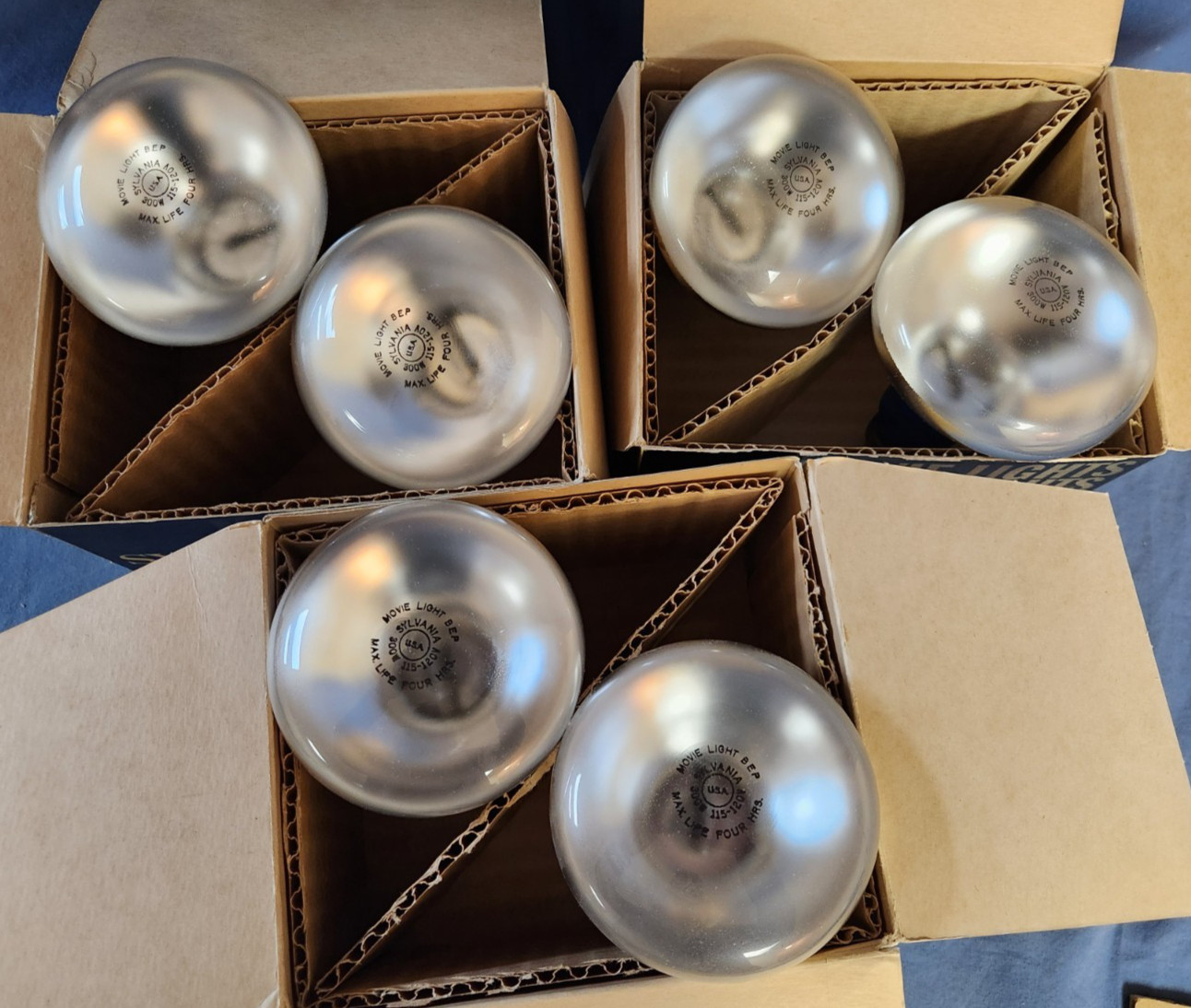 Vtg. Lot of 3 -2 pk Sylvania Lights 300 Watts R-30 Type BEP Movie/Photography