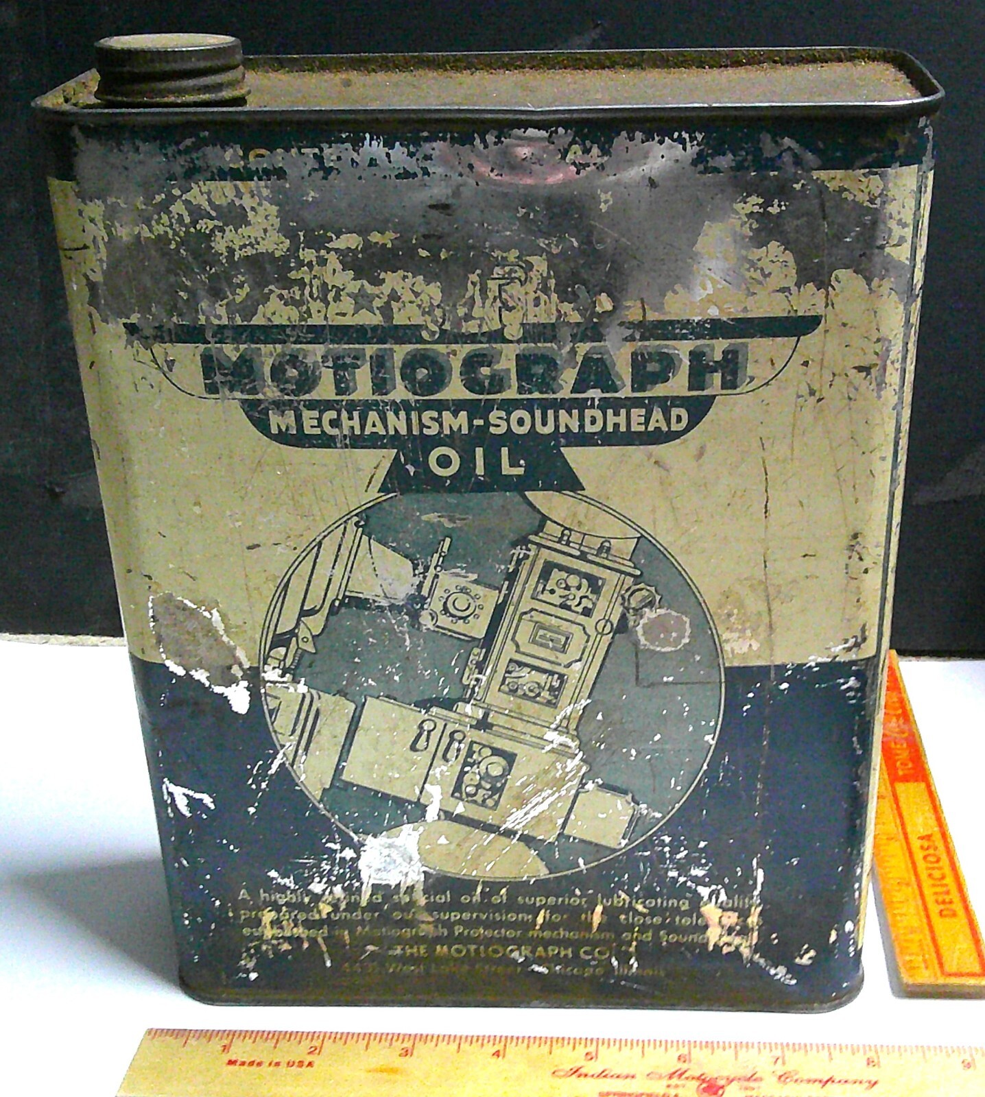 Motiograph oil can vintage 1 gallon old movie projector collectible memorabilia