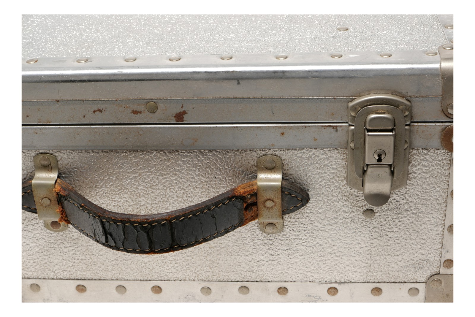 Vintage Aluminum Camera Trunk Hard Case with Leather Handle