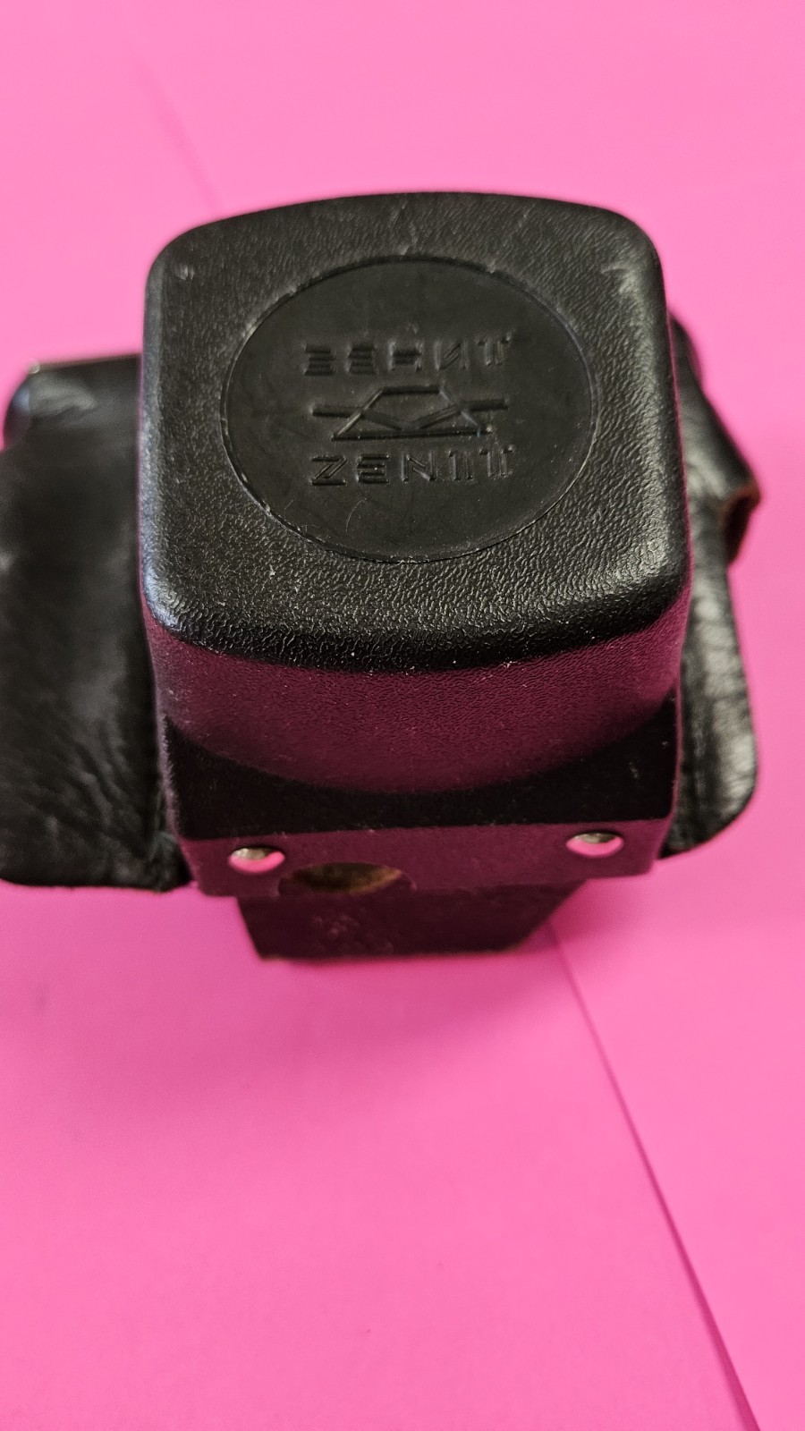 VINTAGE Soviet Zenit Hard Leather Camera Case KMZ Prism Logo Black USSR