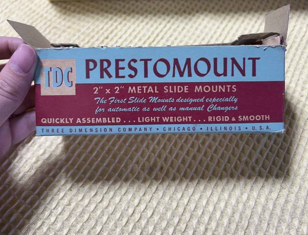 Vintage TDC Prestomount 2×2 Metal Slide Mounts Lot w/ Original Box