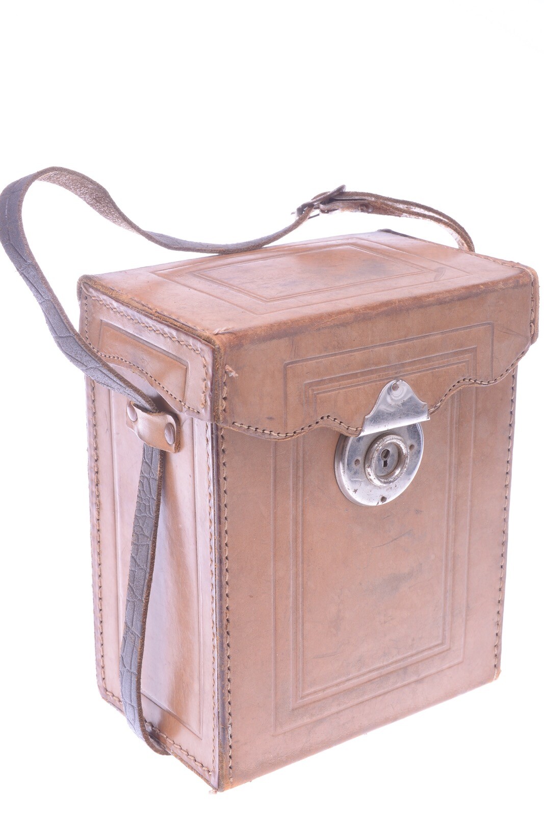 ✅ UNBRANDED 9X14.5X17.5CM ANTIQUE LEATHER CASE FOR GLASS PLATE, STEREO CAMERA