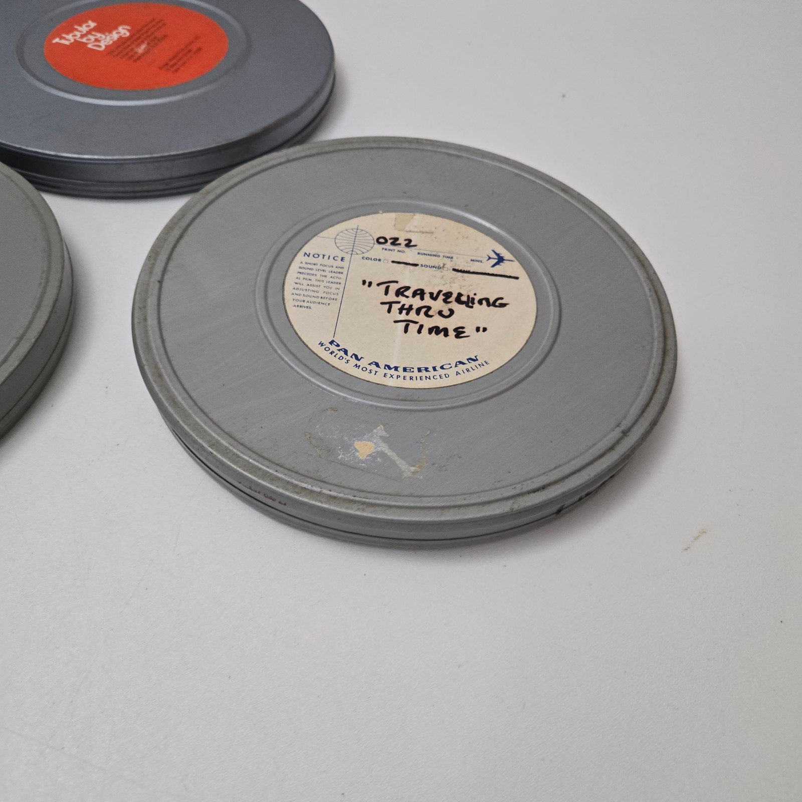 9.25″ Empty 16mm Metal Movie Film Canister Cans Lot x 3 No Reels