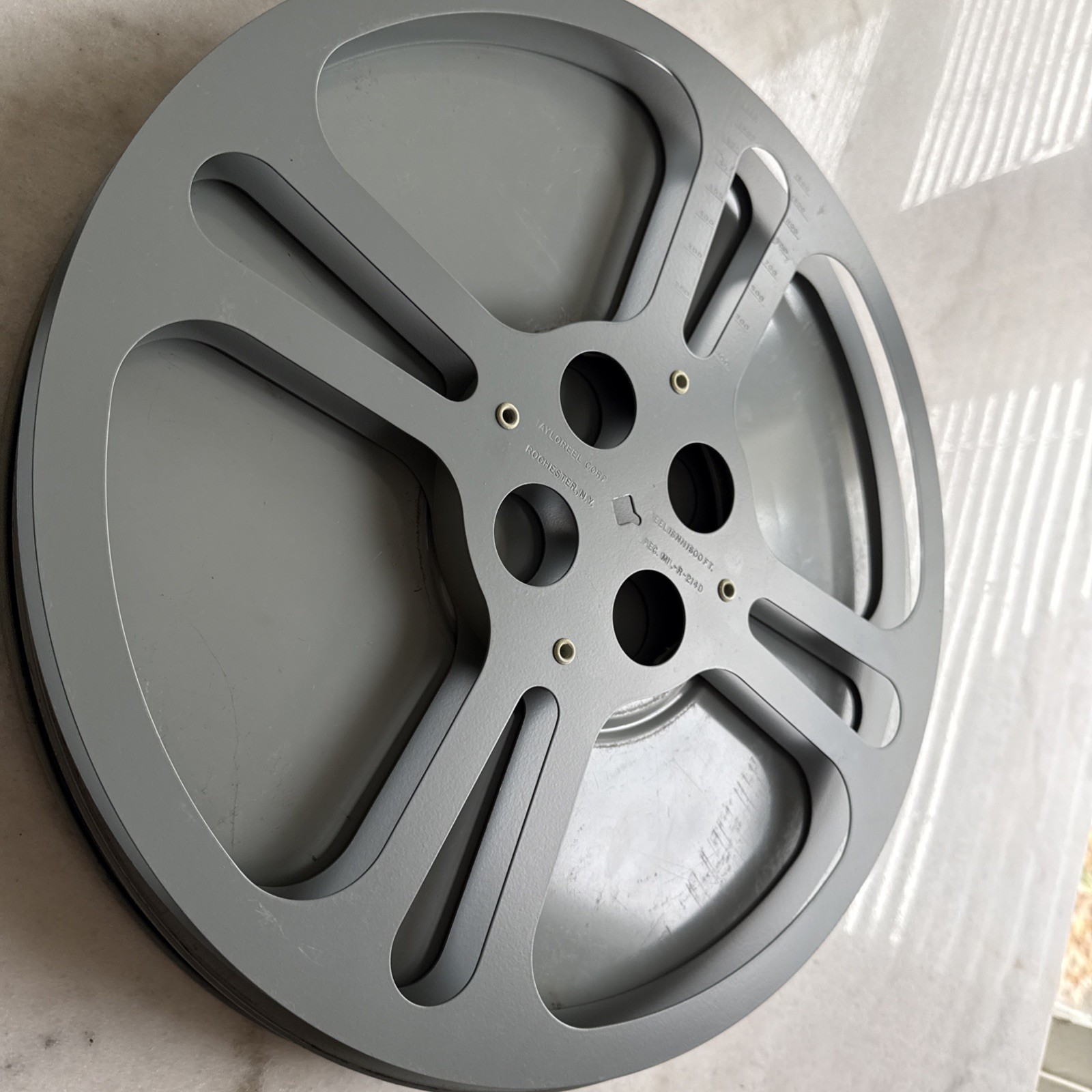 Tayloreel Corp 1600-Foot 16mm Motion Picture Film Reel and Can Rochester Ny NOS