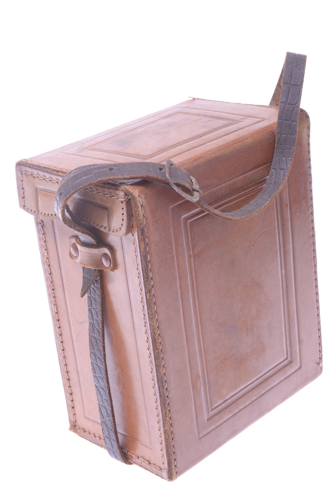 ✅ UNBRANDED 9X14.5X17.5CM ANTIQUE LEATHER CASE FOR GLASS PLATE, STEREO CAMERA