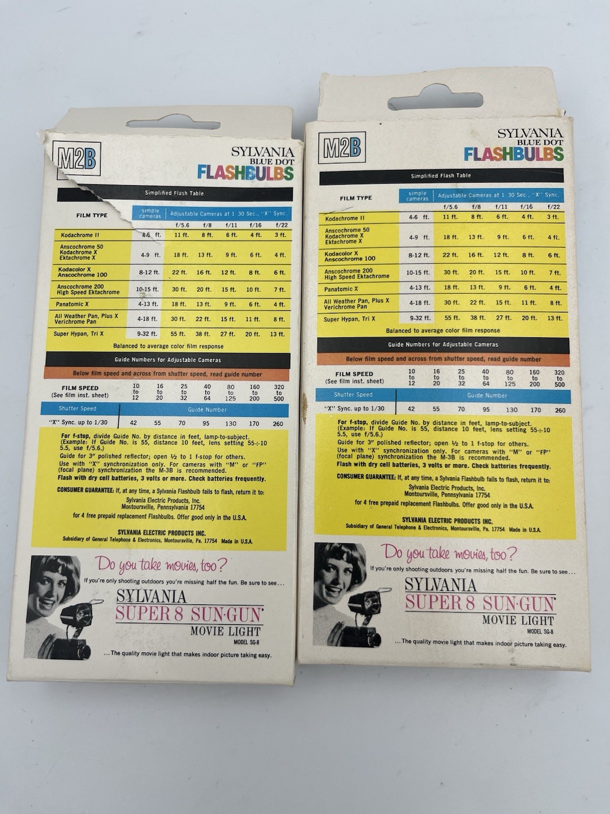 Vintage Sylvania M2B Blue Dot Flashbulbs Lot of 2 Boxes Untested 12 Per Box