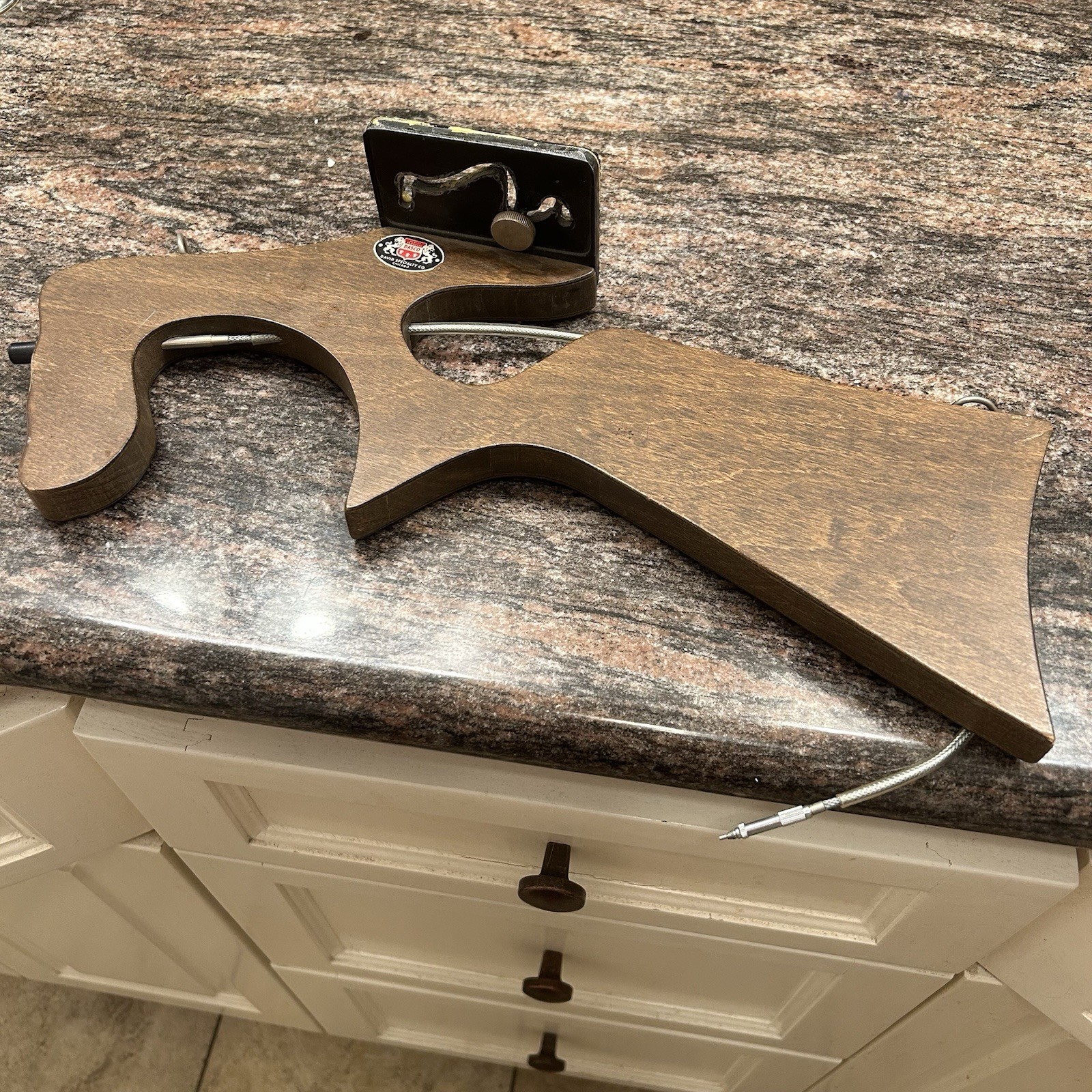 Vintage Dasco Camera Mount Wood Gun Rifle Stock w/ Cable Trigger Shutter