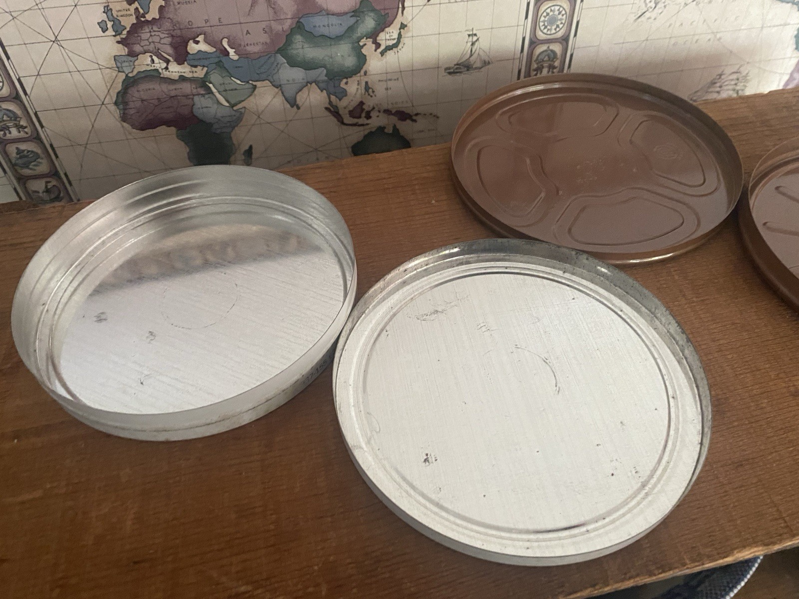 Lot Of 2 Vintage Film Reel Empty Canisters Movie Metal Containers Heavy Duty
