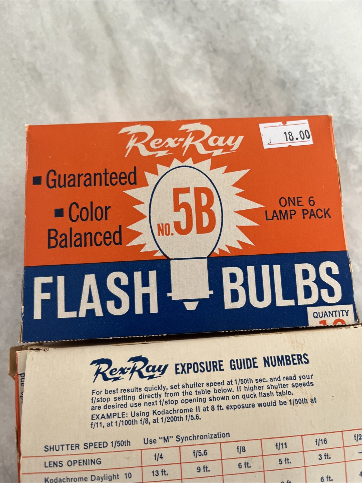Rex-Ray No. 5B Flash Bulbs NEW Old Stock – Two Boxes of 6 Bulbs (12 Bulbs Total)