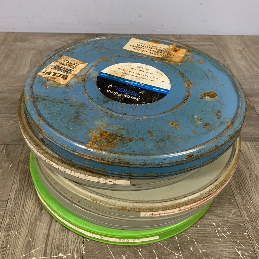 5 x Vintage 10.5 Metal Film Reel Canister Case Empty Various Colors