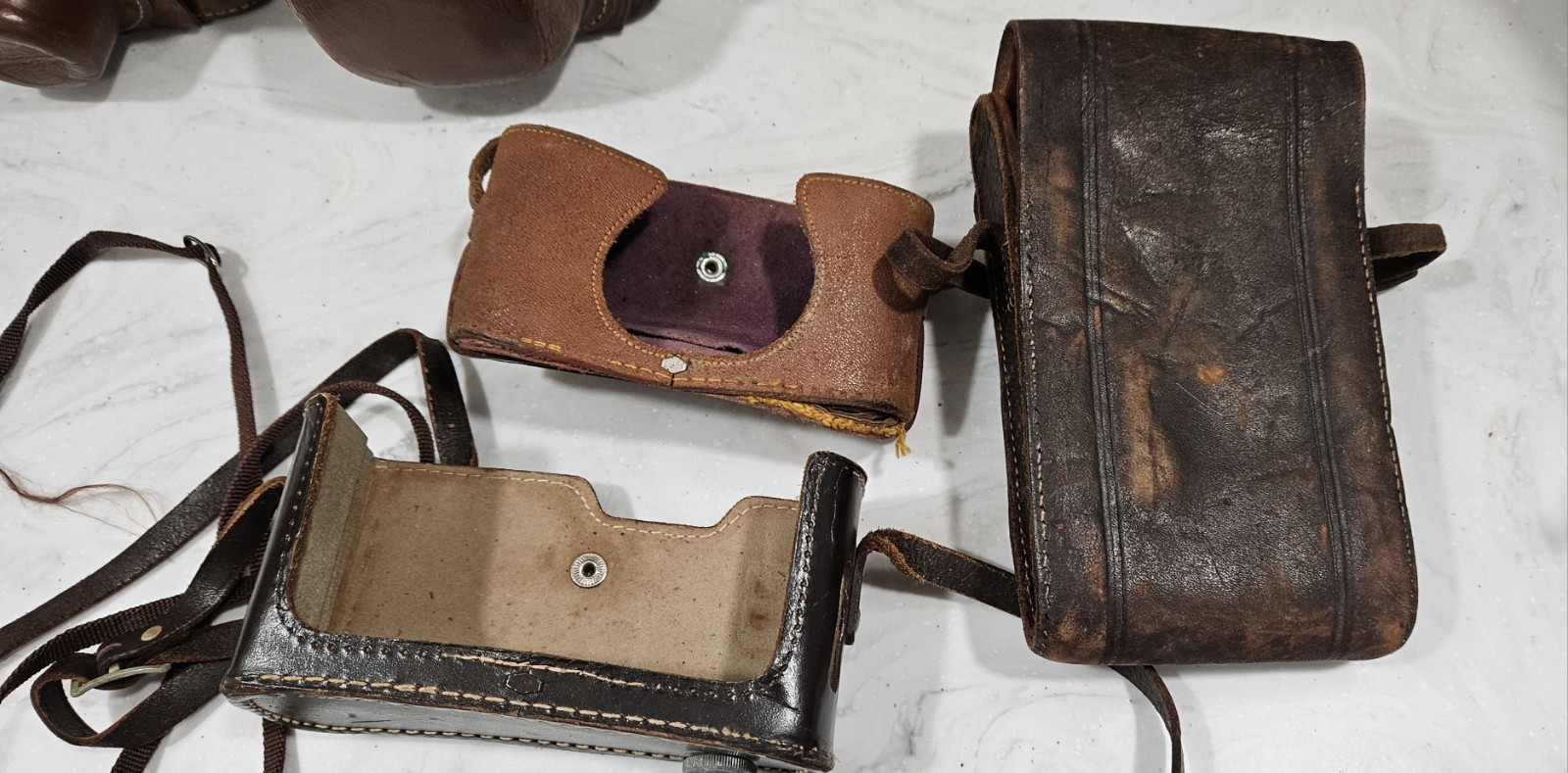 Vintage Leather/Cowhide Camera Cases Lot Of 8. USA