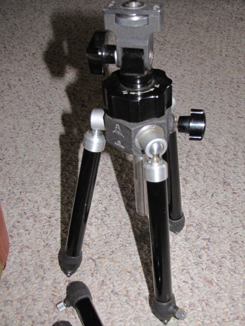 Vintage PENTACON CAMERA FIELD TRIPOD w/ Canvas & Leather Case GERMANY