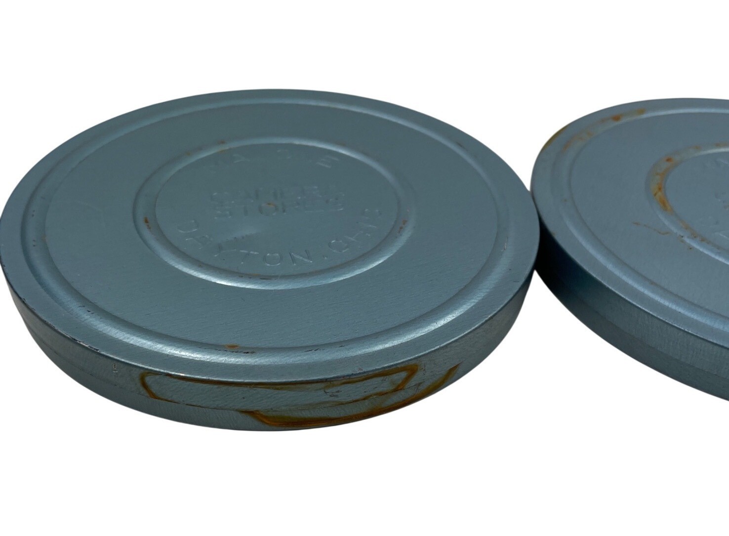 Vintage Malone Camera Stores Dayton Ohio Metal Film Canisters Set Of 2