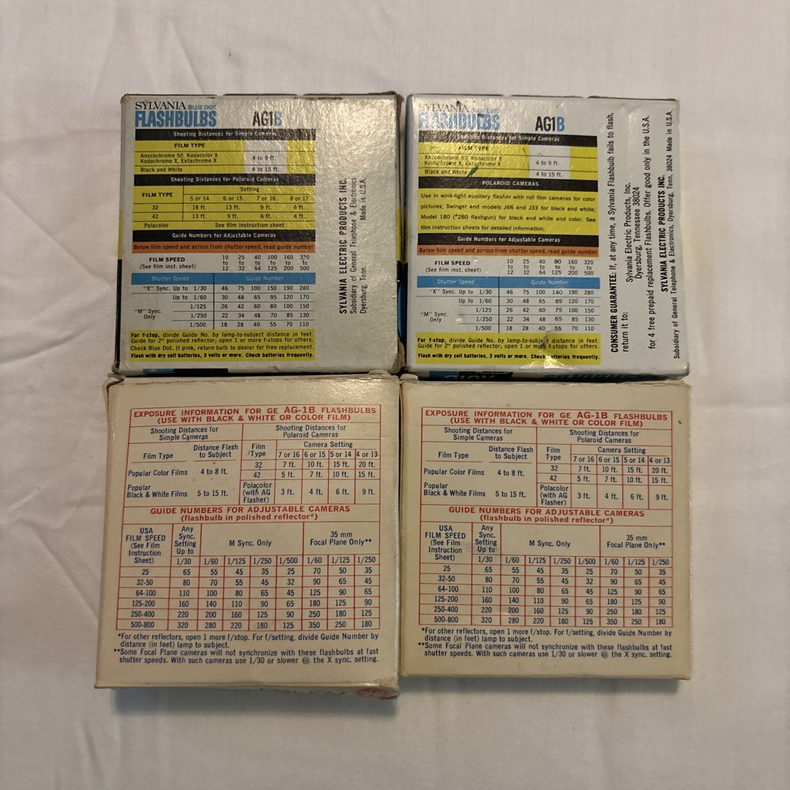 Vintage Flashbulbs AG1B Blue Dot Lot of 4 Boxes Sylvania GE