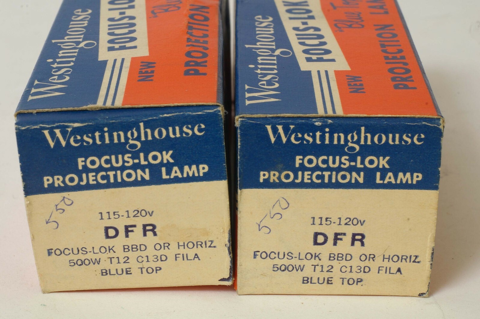 F90455~ TWO DFR WESTINGHOUSE DFR 500W 120V Projection Bulb Lamps