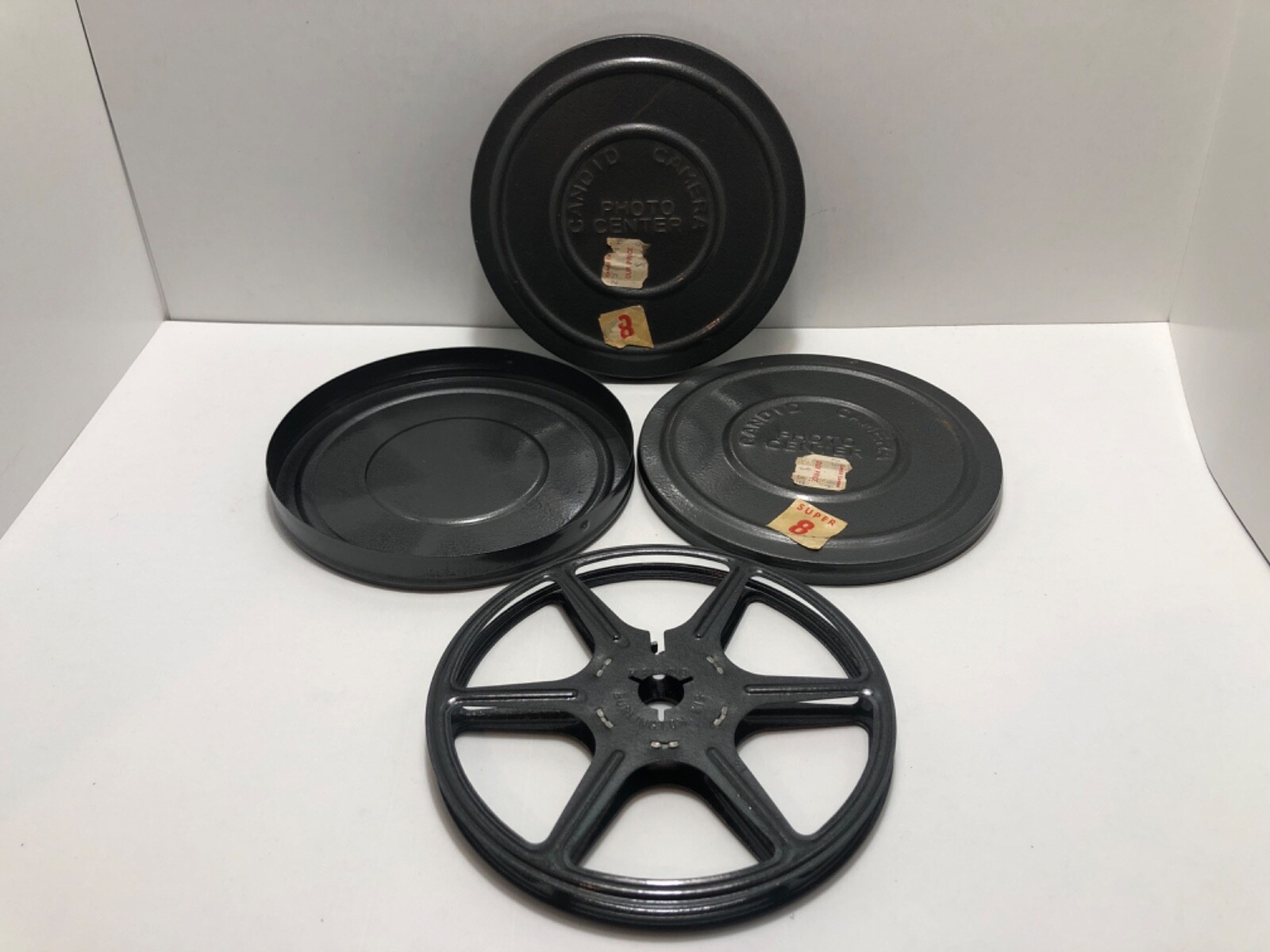 KENCO Regular 8mm Std 8 Movie Auto Take-up Metal Reel & Can WIsconsin X2
