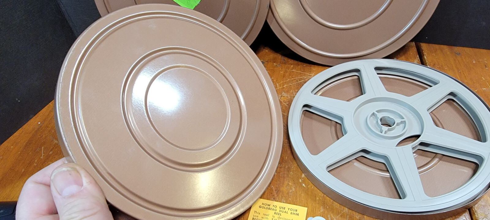 2 Goldberg 400 ft. Dual 8mm Plastic Movie Reel, Can