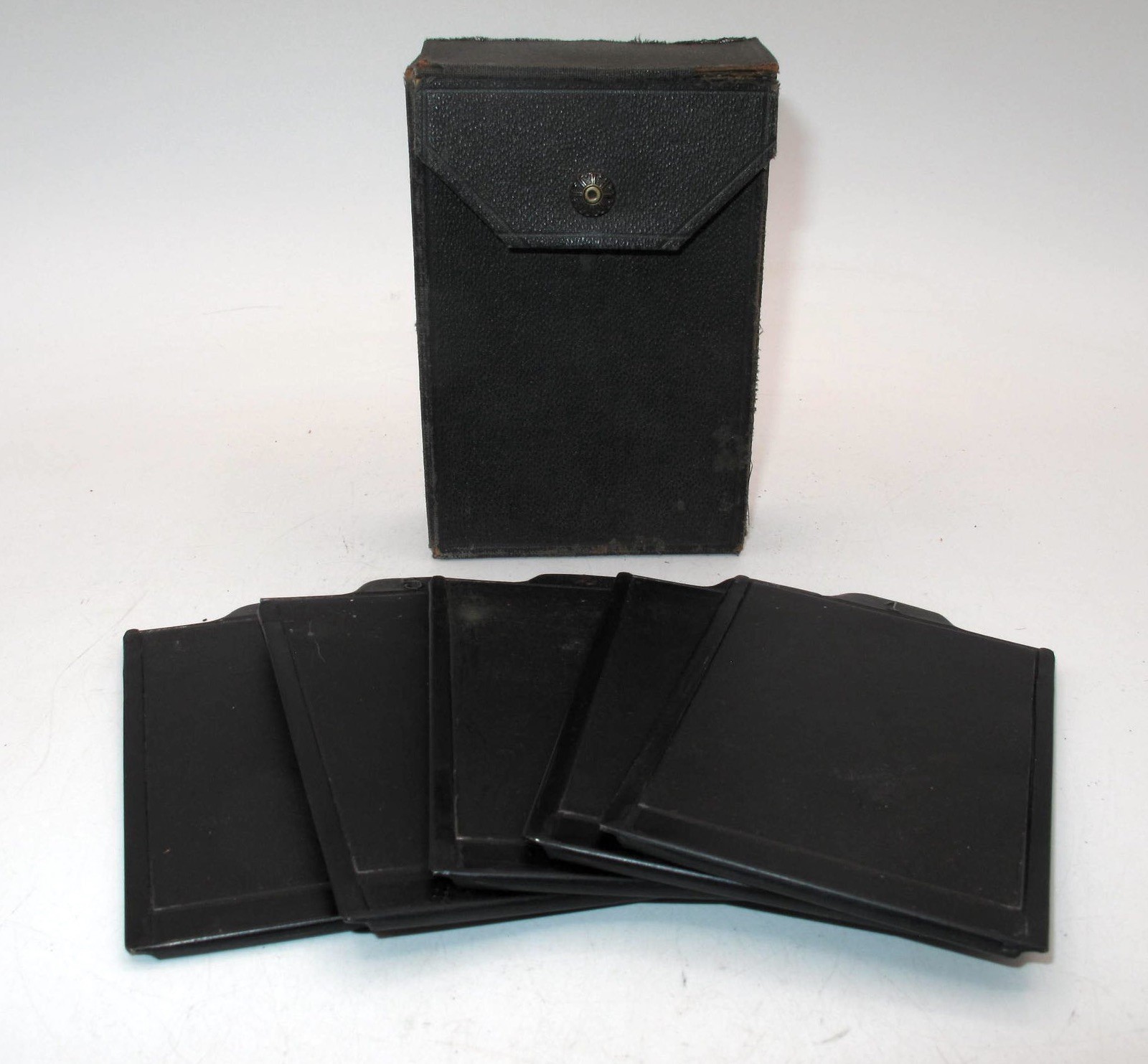 *VINTAGE* 5-UNBRANDED 6x9cm FORMAT METAL FILM HOLDERS & CASE