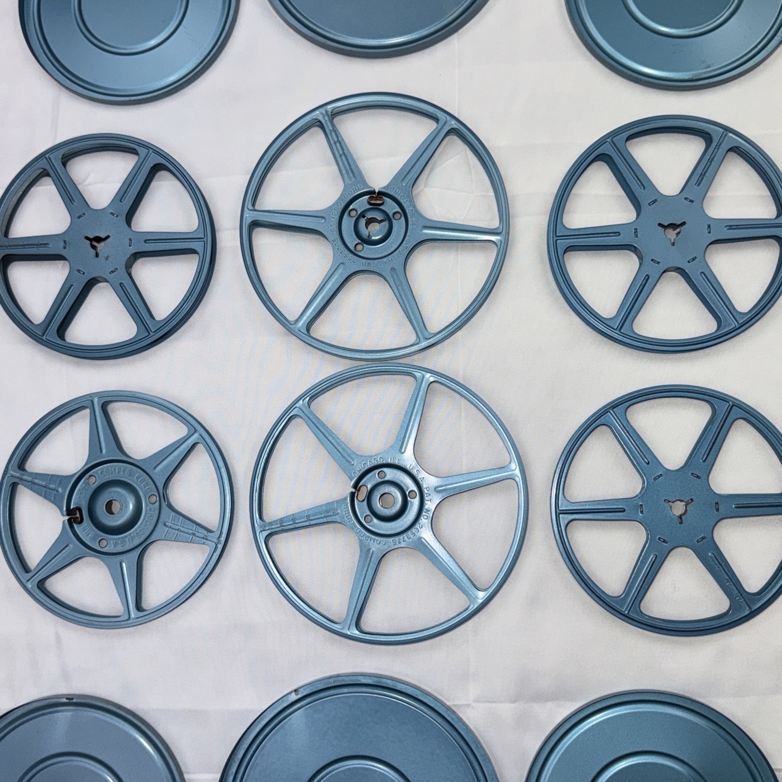 Mixed Lot Compco Std 8mm Film Reels Cans Blue Metal Lot of 6 sets