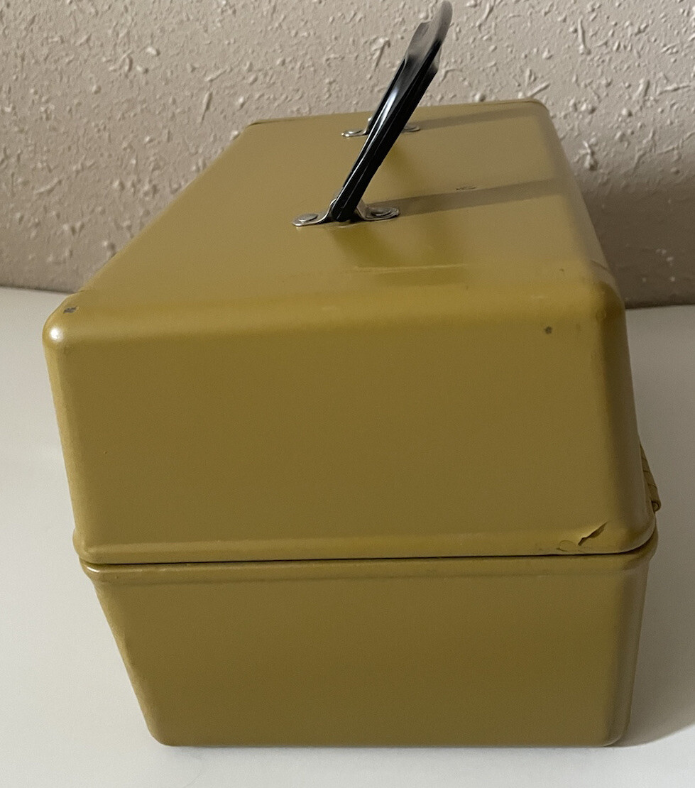 Kenco VTG Film Reel Chest For 8MM & Super 8 Film Cans Mustard Yellow W/ Handle