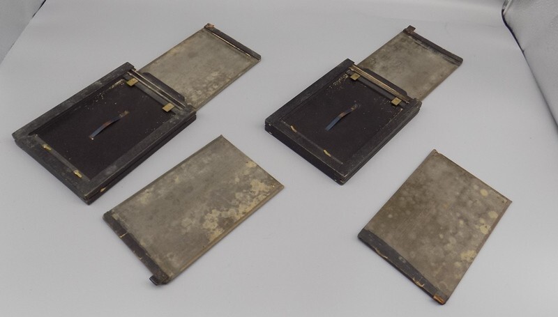 Vintage Glass Tintype Plate Negative Holders Set Of Two Double Sided 4.75×3.5