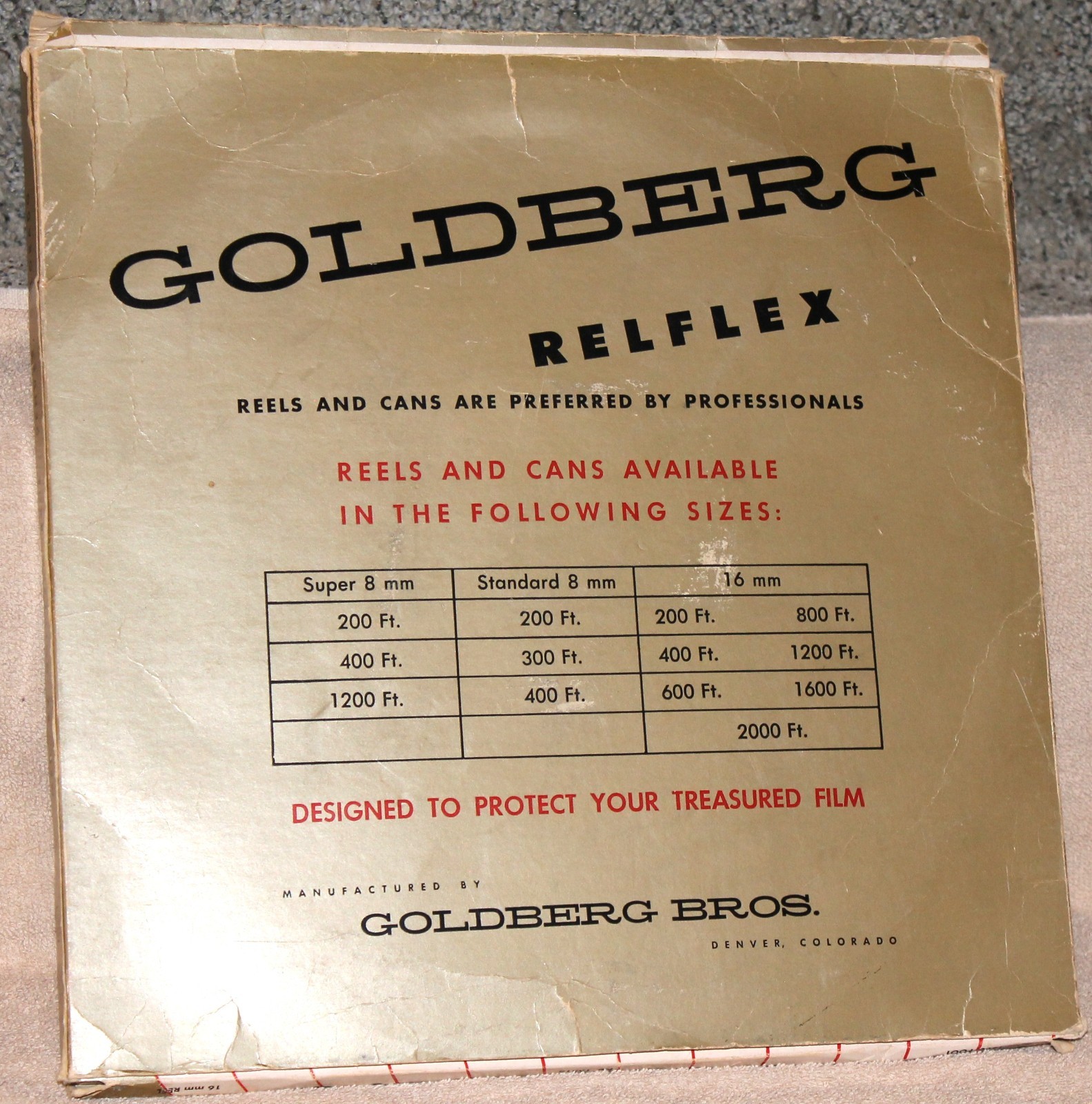 Vintage Goldberg Bros. Movie Reel 1600 Feet 16 mm 13.5″ w/Box #16R16