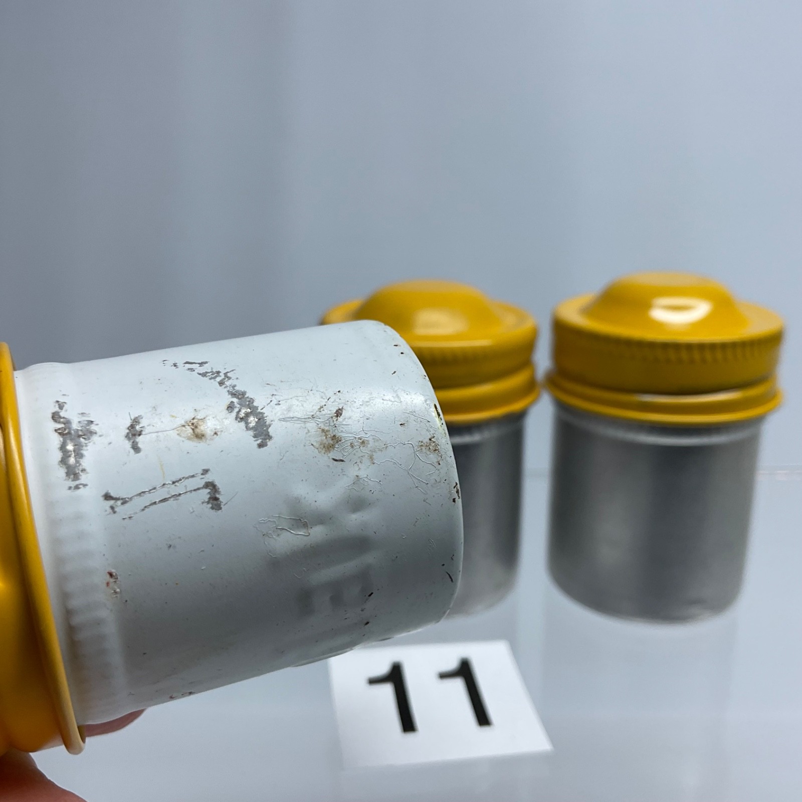 3 VTG Lot Kodak 35mm Film Roll Embossed Container Metal Tin Can Canister yellow