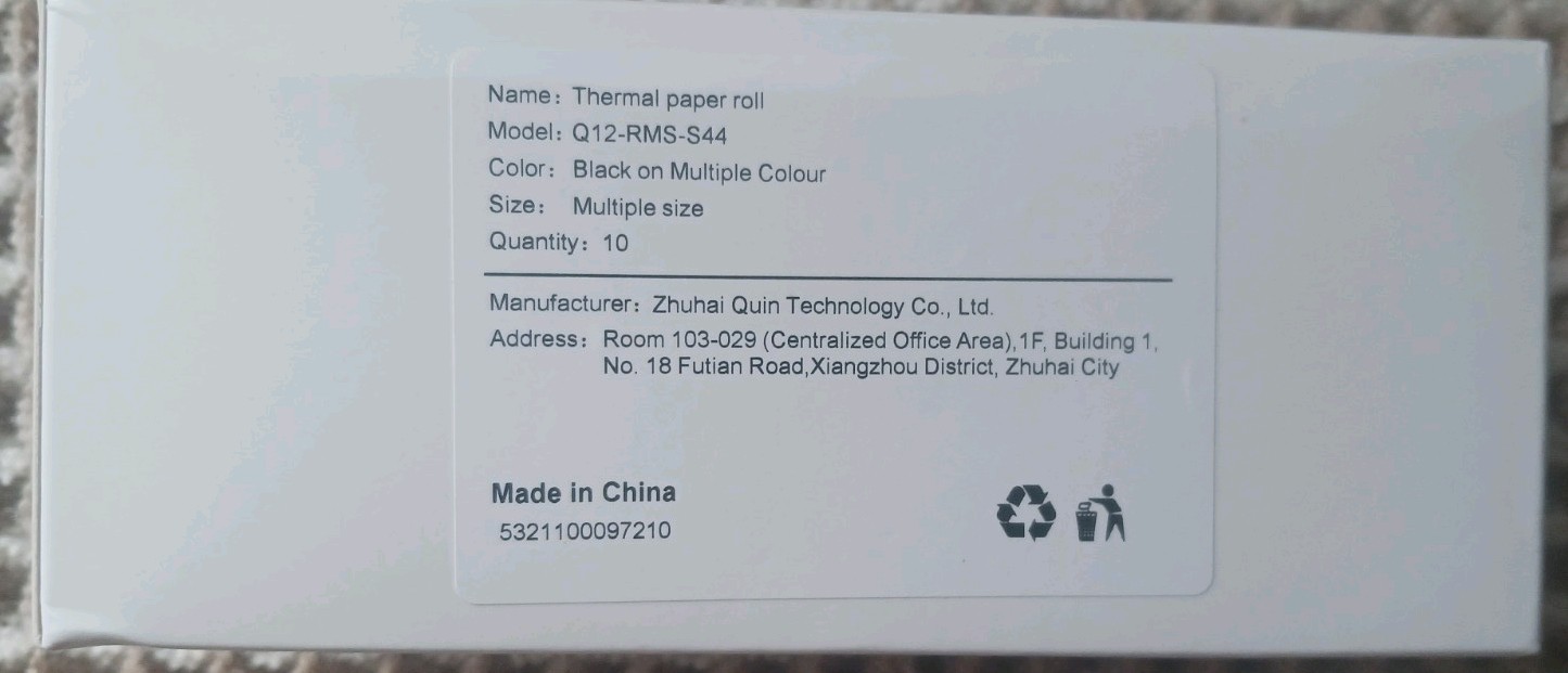 Thermal Paper Roll 10 Rolls Multicolor Journal Photos MODEL: Q12-RMS-S44