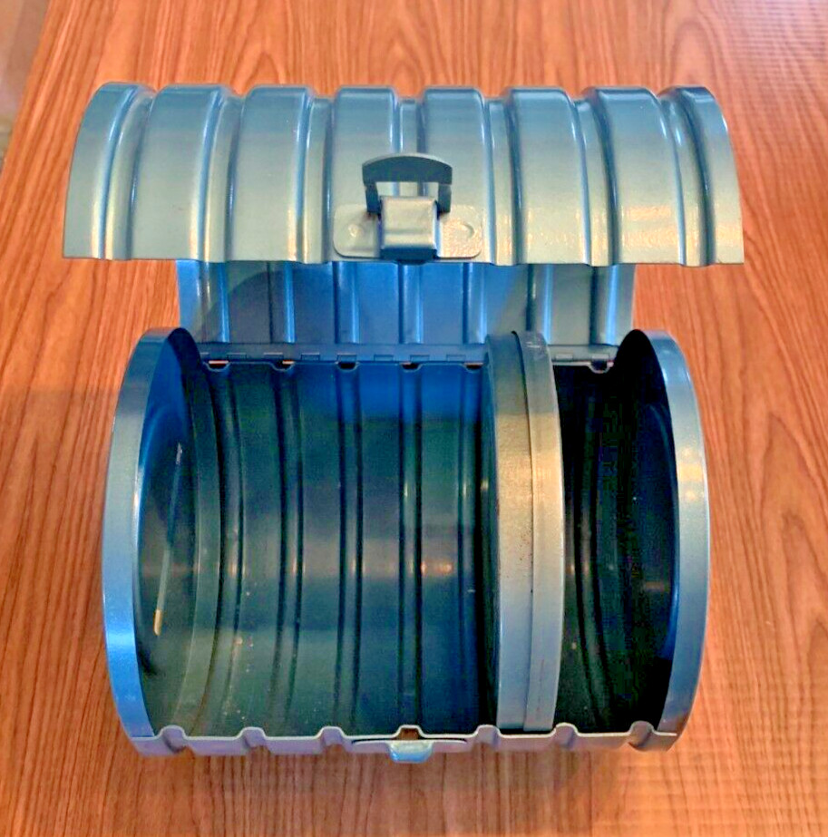 Vtg. Blue Metal Compco Corp 8mm Film Reel Bank for 6 Reels [e-09]