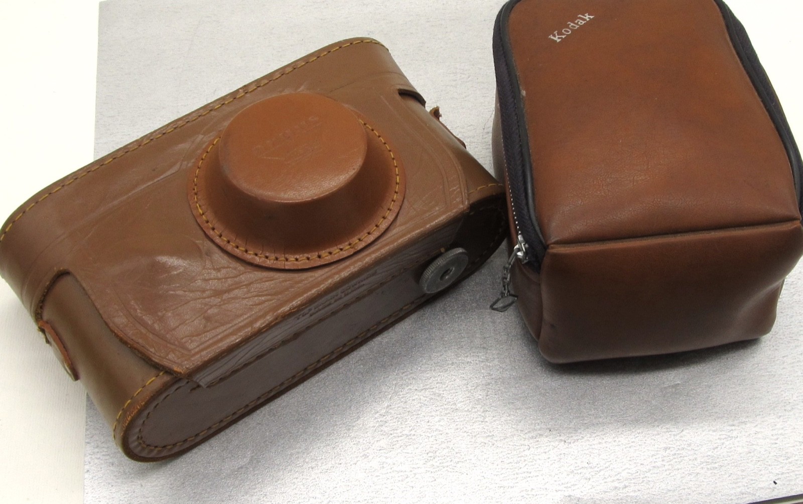 Lot 2 Vintage Camera Cases Light Brown Leather 1 Top Grain Cowhide Argus & Kodak