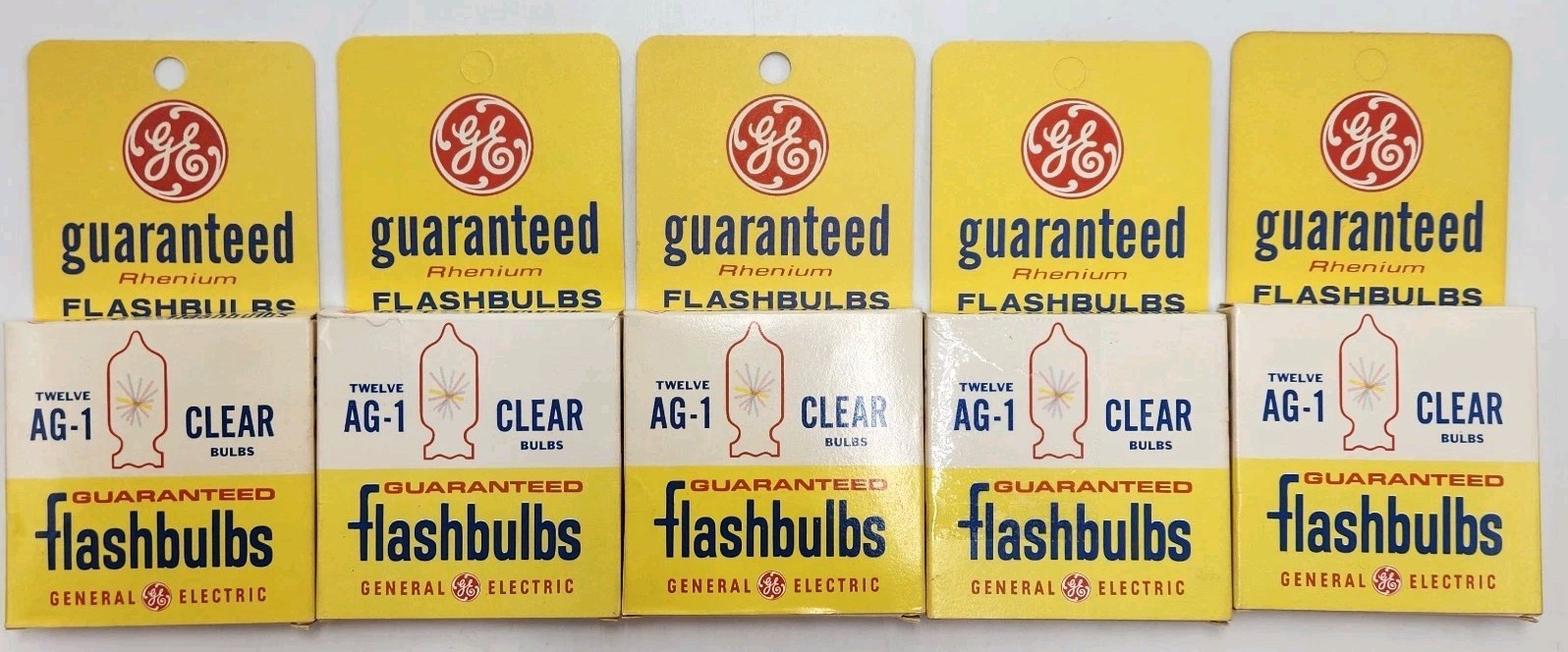 GE General Electric Flashbulbs AG-1 Clear 5 Boxes Of 12 Ea Vintage NOS
