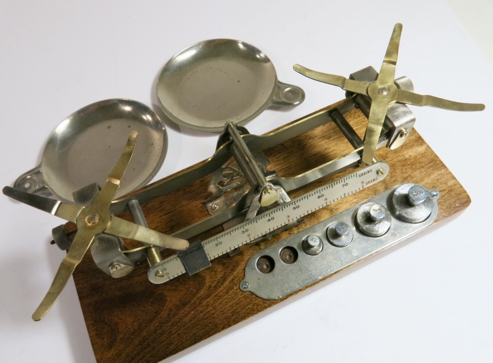 Antique Kodak Studio Scale with Weights and Pans — Refinished Base