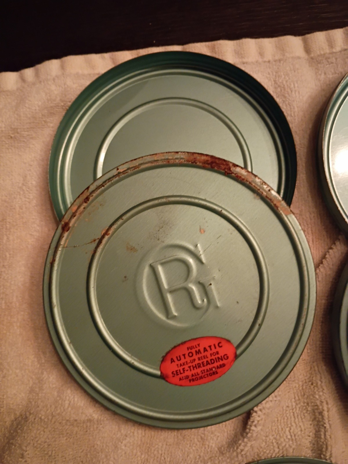 Vintage Empty Film Reels And Canisters 7in And 5in. Kenco And Reelane