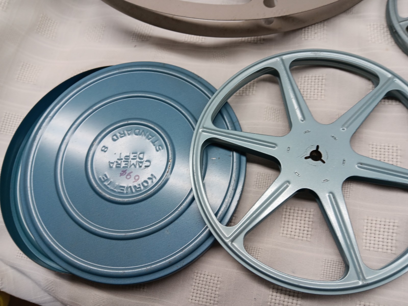 Vintage Lot Metal Film Reels Canister Compco,Tower,Korvette 5 in. To 15 in. Size