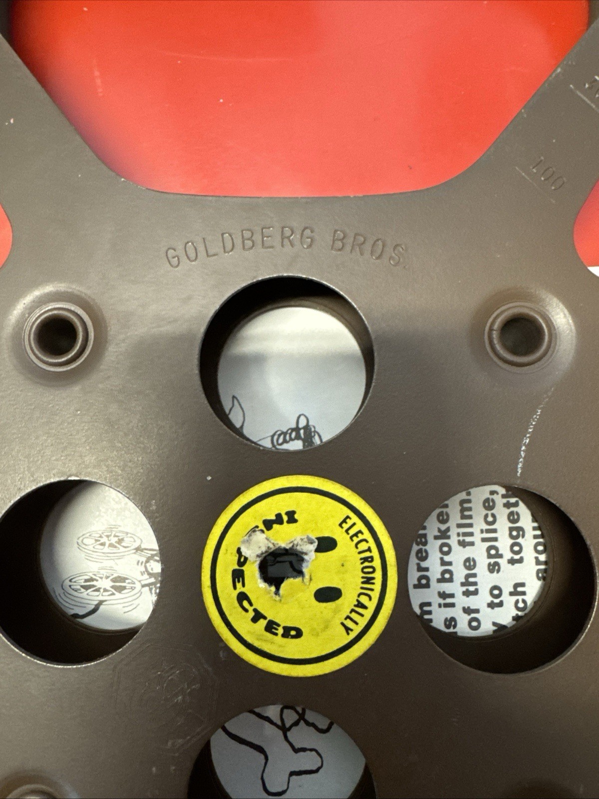 Vintage 16mm Goldberg Brothers Movie Reel Metal Brown 12 Inches Nan Goldin Label
