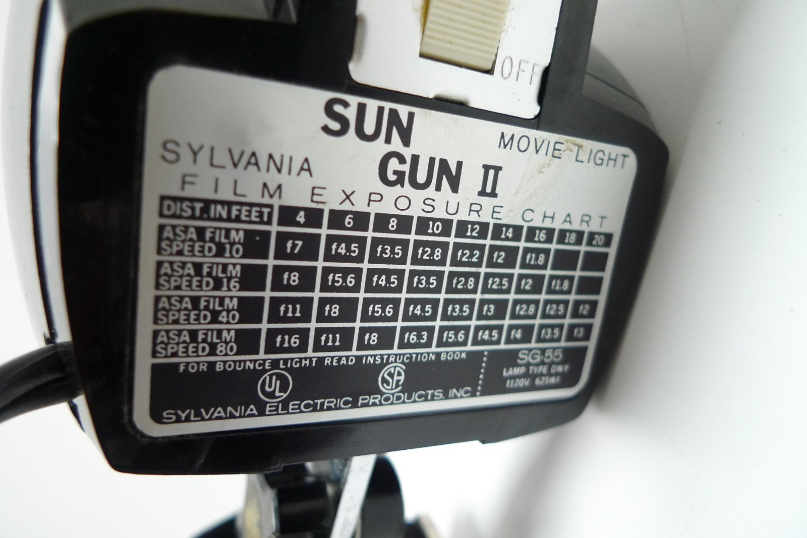 Sylvania Vintage Sun Gun II SG-55 Wired Movie Light w/ Documents