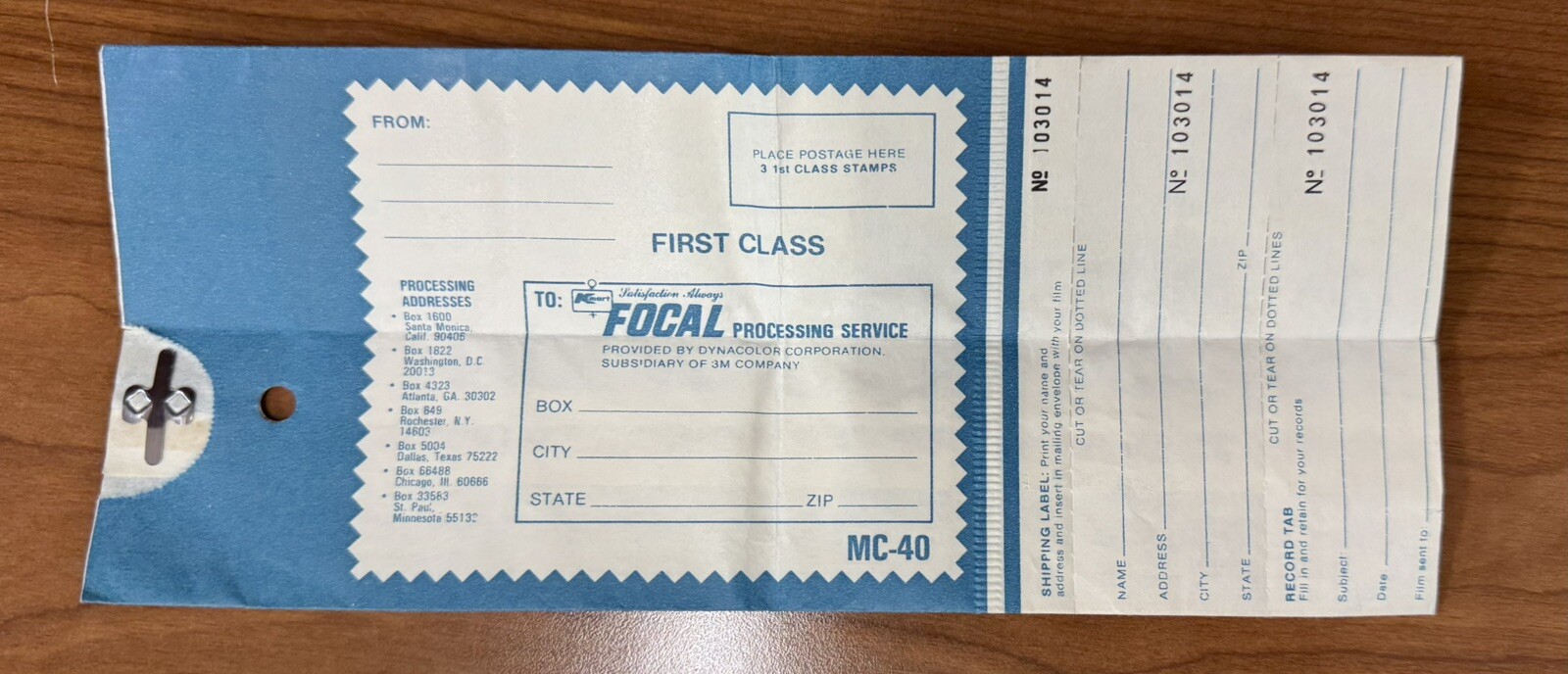 Vintage Kmart Focal Processing Service Film Envelope Ephemera