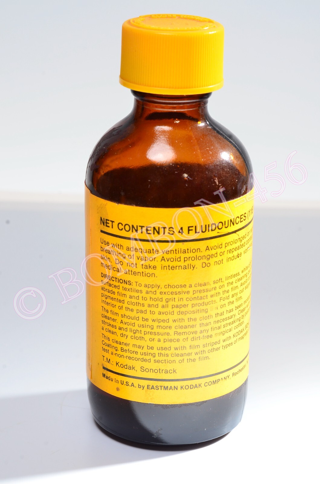 VINTAGE AUTHENTIC KODAK FILM CLEANER CAT 195 6986 4 FL OZ BOTTLE, 50%-2OZ FULL