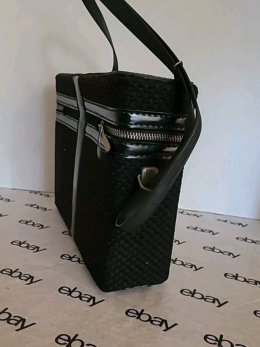 Zippered Camera Accessory Case 1950’s Black Box Bag with carrying strap Rainbow