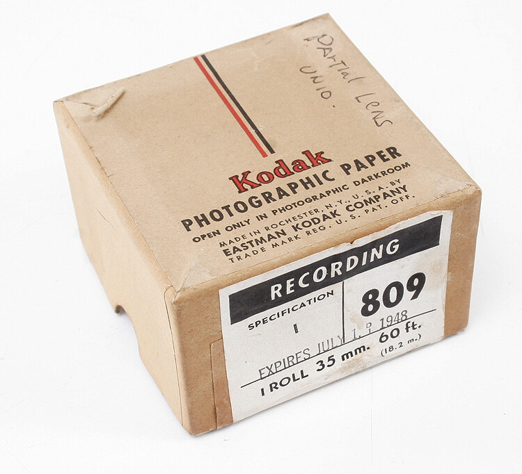 KODAK BOX ONLY FOR PHOTOGRAPHIC RECORDING PAPER 809 (35MM 60 FT) 1948/165738
