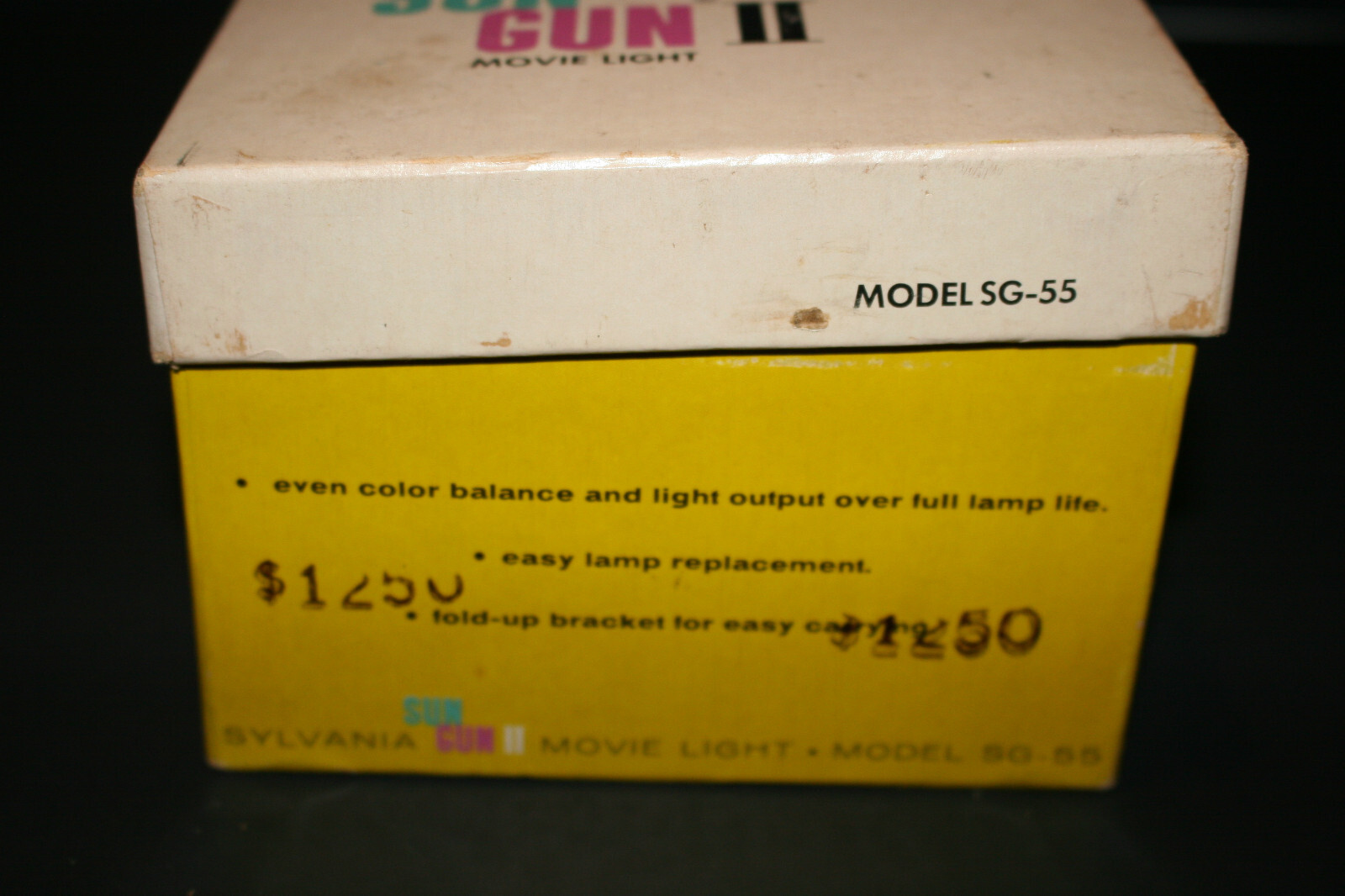 Vintage Sylvania Sun Gun II Movie Light SG- 55 W/ Box & Manual Tested And Works!