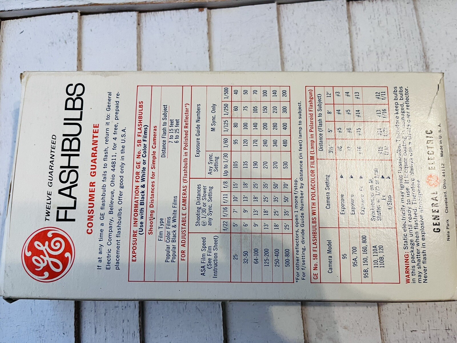 Vintage GE General Electric 5B Flashbulbs 8 New Bulbs