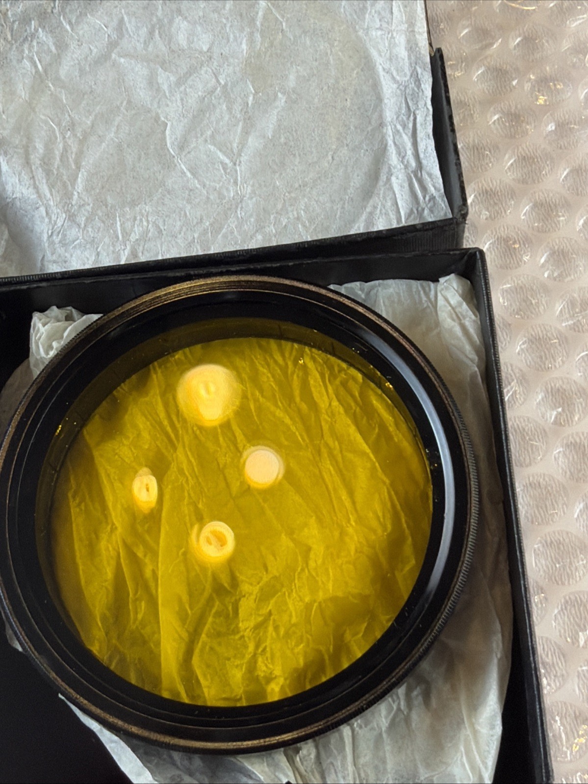 Vintage Kodak Wratten K-3 Deep Yellow Filter in Original Box – 3” Glass