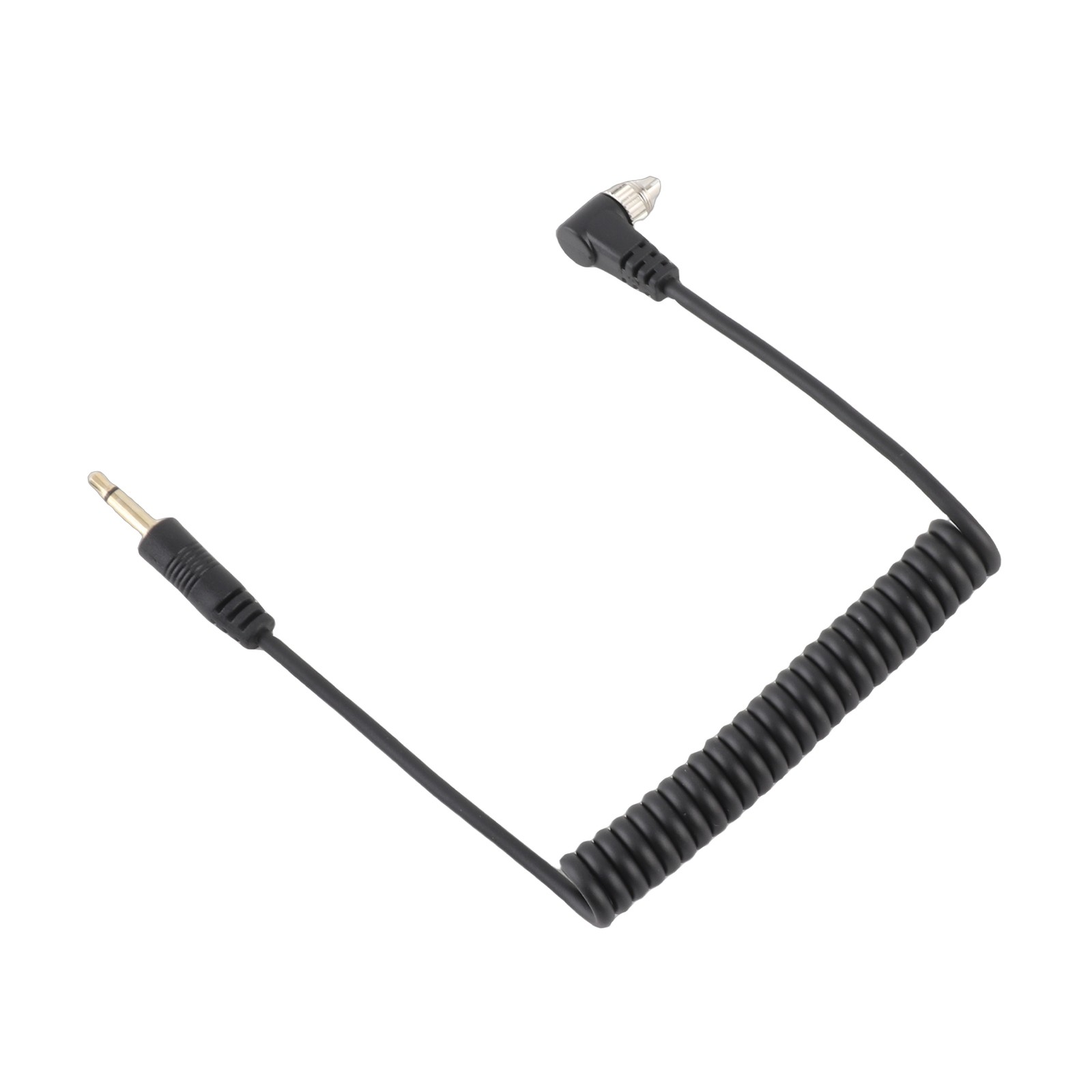 2pcs Universal 3.5mm To Male Flash PC Sync Cable Coiled Cord With Screw Lock For