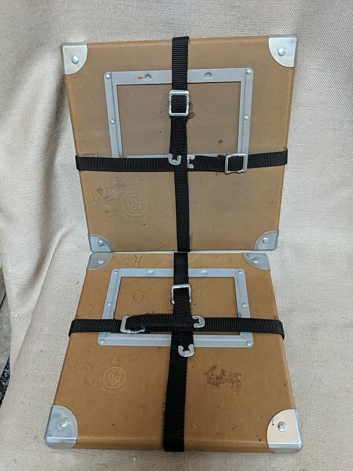 2 Vintage Goldberg Bros. Movie Film Reel Shipping Box w/ Straps