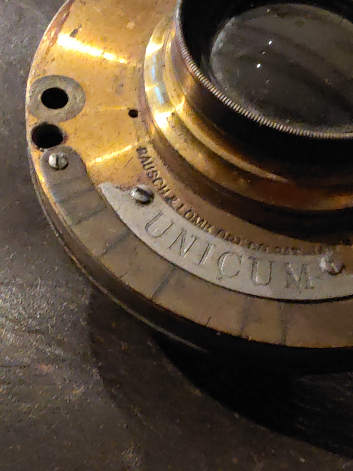 Antique Bausch & Lomb Camera Lens Unicum Brass Iris Works But Incomplete